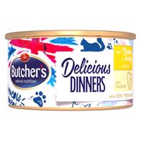 48x85g Butcher's Delicious Dinners Csirke & pulyka nedves macskatáp