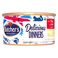 48x85g Butcher's Delicious Dinners Marhahús & máj nedves macskatáp