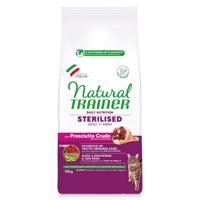 10kg Natural Trainer Sterilised nyers sonka száraz macskatáp 9+1 ingyen