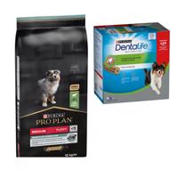 12kg PURINA PRO PLAN OptiDigest Medium Puppy száraz kutyatáp+24db Dentalife snack ingyen