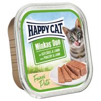 12x100g Happy Cat Minkas Duo Szárnyas & bárány finom pástétom tálcás nedves macskatáp