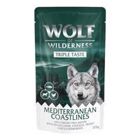 12x125g Wolf of Wilderness "Triple Taste" nedves kutyatáp - Bárány, csirke, pisztráng