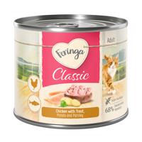 12x200g Feringa Classic Meat Menü csirke, pisztráng, burgonya & petrezselyem konzerv nedves macskatáp 15% árengedménnyel