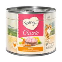 12x200g Feringa Classic Meat Menü szárnyas, sárgarépa & pitypang konzerv nedves macskatáp 15% árengedménnyel