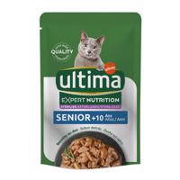 12x70g Ultima Cat Expert Nutrition Senior csirke & marha nedves macskatáp 2+1 ingyen