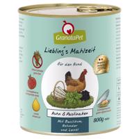 12x800g Liebling´s Mahlzeit nedves kutyatáp-Csirke, pasztinák, bazsalikom, bodza & lenolaj