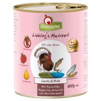 12x800g Liebling´s Mahlzeit nedves kutyatáp-Lazac & pulyka, burgonya, csipkebogyó, petrezselyem & ligetszépeolaj
