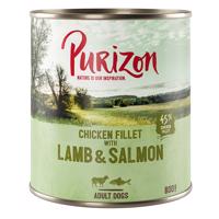 12x800g Purizon Original nedves kutyatáp - Csirkefilé, bárány & lazac