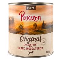12x800g Purizon Puppy nedves kutyatáp - Csirkefilé, Black Angus marha & pulyka