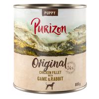 12x800g Purizon Puppy nedves kutyatáp - Csirkefilé, vad & nyúl