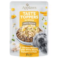 12x85g Applaws Taste Toppers szószban csirke, borsó, tök & fehér bab táplálékkiegészítő kutyaeledel
