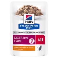 12x85g Hill’s Prescription Diet i/d Digestive Care csirke  nedves macskatáp 10+2 ingyen