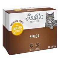 12x85g Smilla Senior falatok zöldséggel szószban csirke & sárgarépa nedves macskatáp