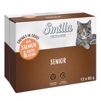 12x85g Smilla Senior falatok zöldséggel szószban lazac & zöldbab nedves macskatáp