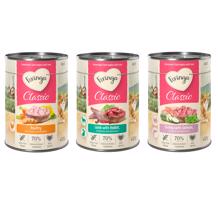 24x400g Feringa Classic Meat Menü Mix csomag 4: szárnyas, bárány & nyúl, lazac & pulyka nedves macskatáp 20+4 ingyen akcióban