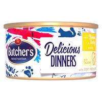 24x85g Butcher's Delicious Dinners Csirke & pulyka nedves macskatáp
