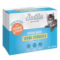 24x85g Smilla Young Sterilised falatok zöldséggel szószban nedves macskatáp