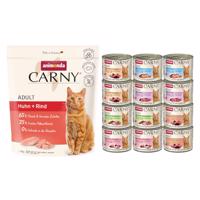 350g animonda Carny Adult csirke + marha száraz macskatáp+6x200 g animonda Carny Adult Szárnyasmix (6 változat - marha nélkül) nedves macskatáp 20% árengedménnyel