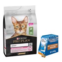 3kg PURINA PRO PLAN Delicate Adult bárány száraz macskatáp+8x40g Dentalife macskasnack ingyen