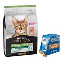 3kg PURINA PRO PLAN Sterilised Adult lazac száraz macskatáp+8x40g Dentalife macskasnack ingyen