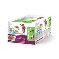 48x85g Natural Trainer Adult Sterilised macska nedvestáp Mix: pulyka & tőkehal