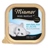 6x100g Miamor Milde Mahlzeit szárnyas pur & lazac nedves macskatáp