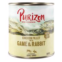 6x800g Purizon Original Adult nedves kutyatáp Csirkefilé, vad & nyúl